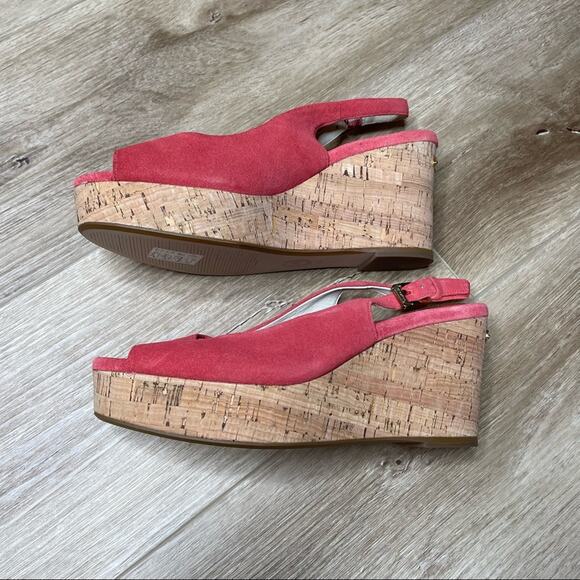 MICHAEL Michael Kors Women's Pink Suede Natalia Slingback Wedge Sandals sz 7.5 - Picture 2 of 10
